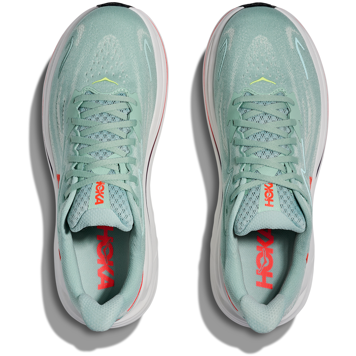Hoka Clifton 10 Scarpe da corsa a calzata larga da uomo - Salvia/Neon Flame