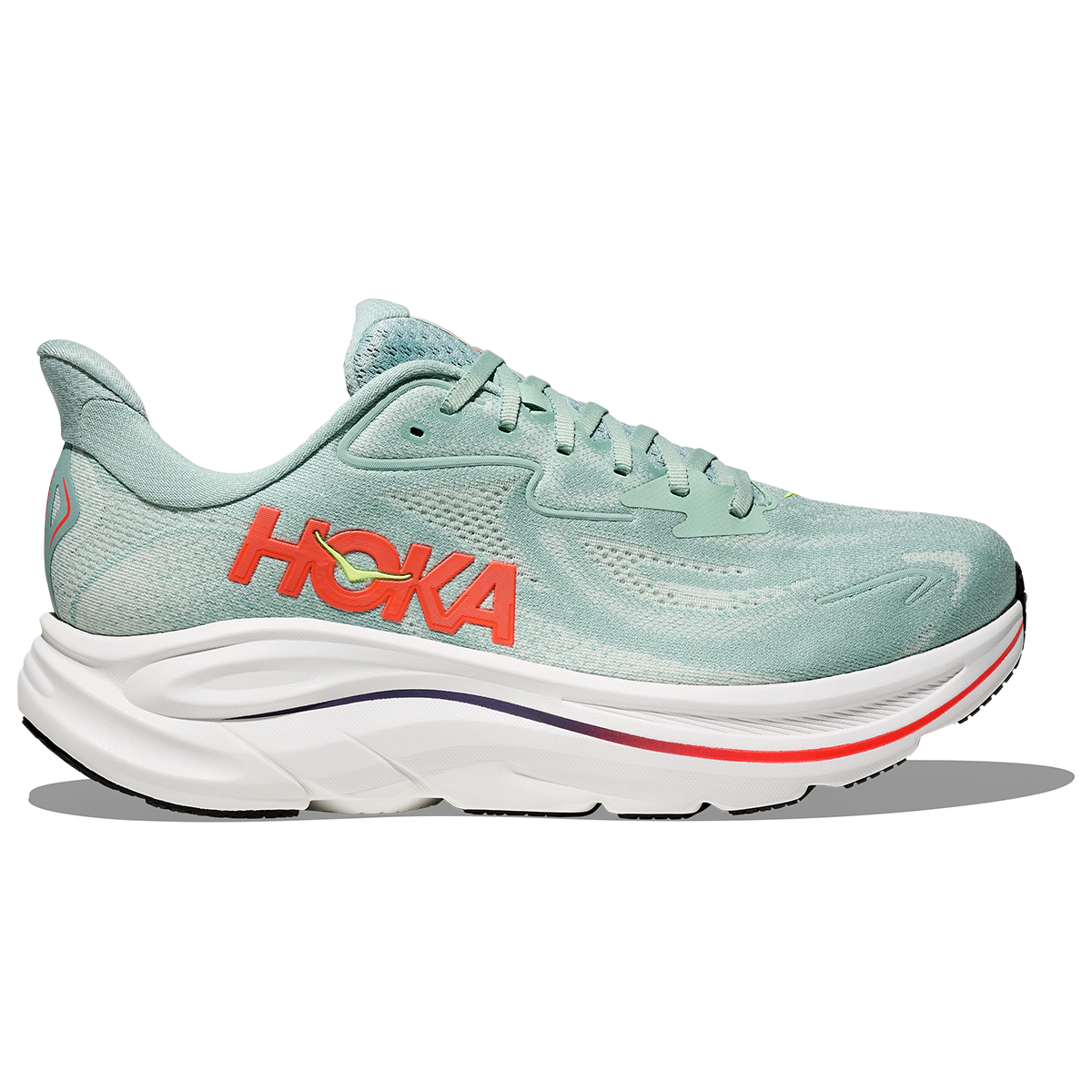 Hoka Clifton 10 Scarpe da corsa da uomo - Verde salvia / Fiamma neon